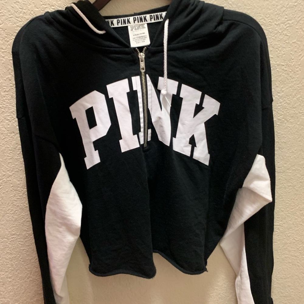 Pink by VS, Zip Front Crop Hoodie, Small